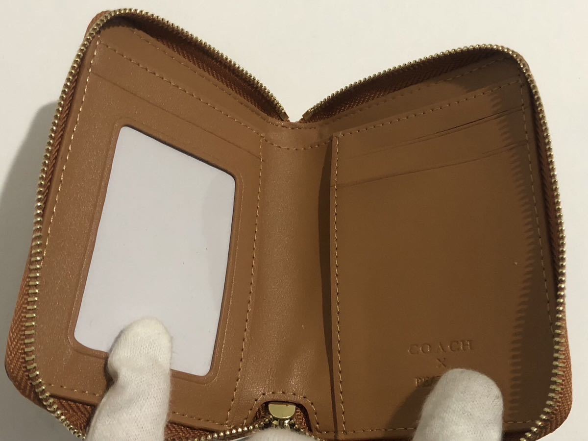 ［1円スタート］COACH コーチ　スヌーピー コラボ ピーナッツ 二つ折り財布　カーキ × レッドウッドマルチ　CE704_画像7