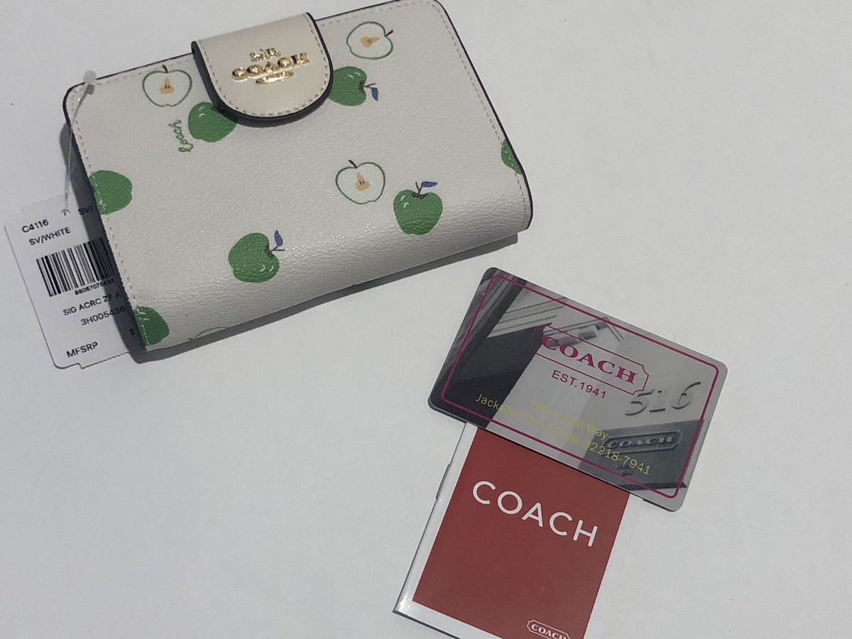 ［1円スタート］COACH コーチ　二つ折り財布　新品未使用　ホワイトマルチ系カラー　c4116_画像1