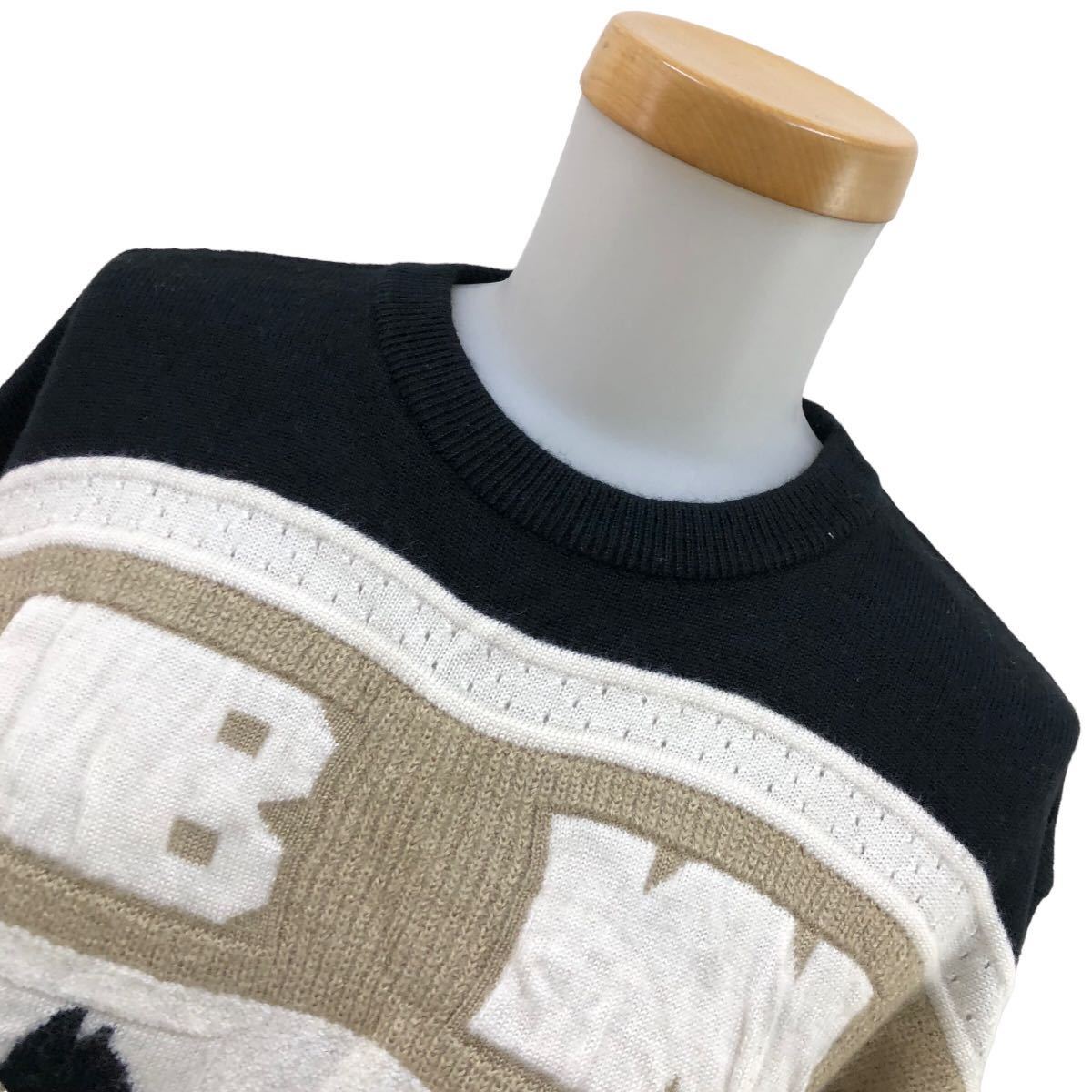 S188 сделано в Японии BLACK&WHITE черный & белый GOLF Golf Golf одежда вязаный свитер свитер tops вязаный женский M чёрный белый 