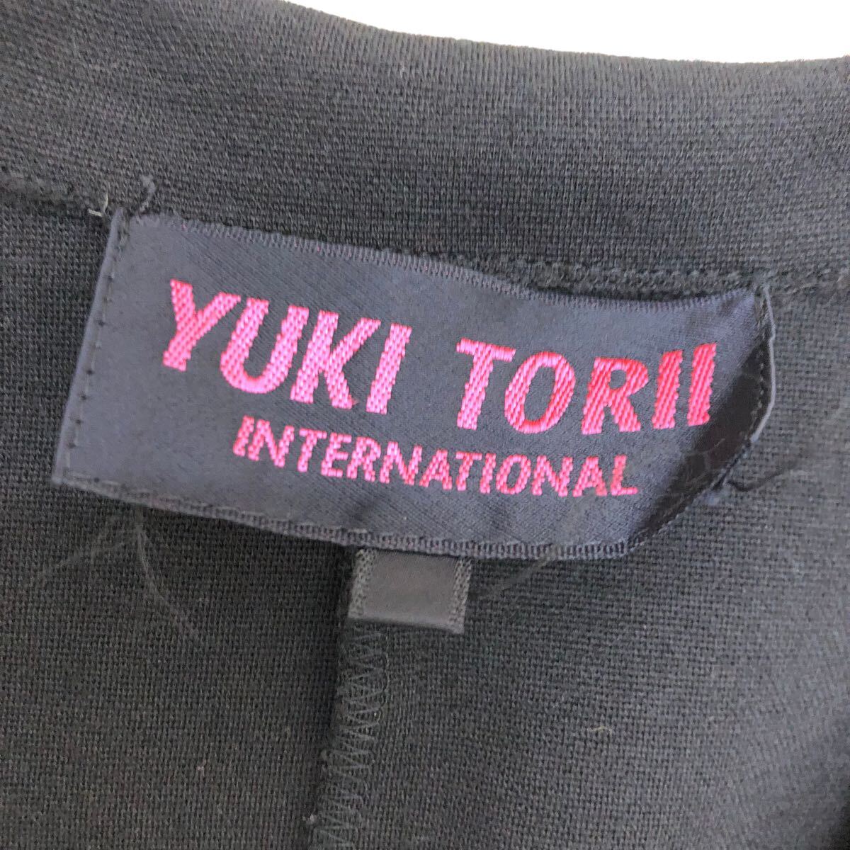 S190 日本製 YUKI TORII ユキトリヰ ユキトリイ ジャケット 上着 羽織り 刺繍 トップス ニット 毛 ウール レディース 38 ブラック 黒_画像7