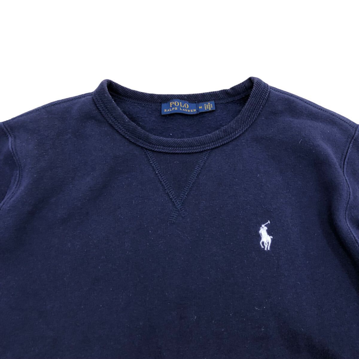 NB209 POLO RALPH LAUREN Polo Ralph Lauren длинный рукав тренировочный футболка tops тянуть over обратная сторона ворсистый темно-синий темно-синий женский M