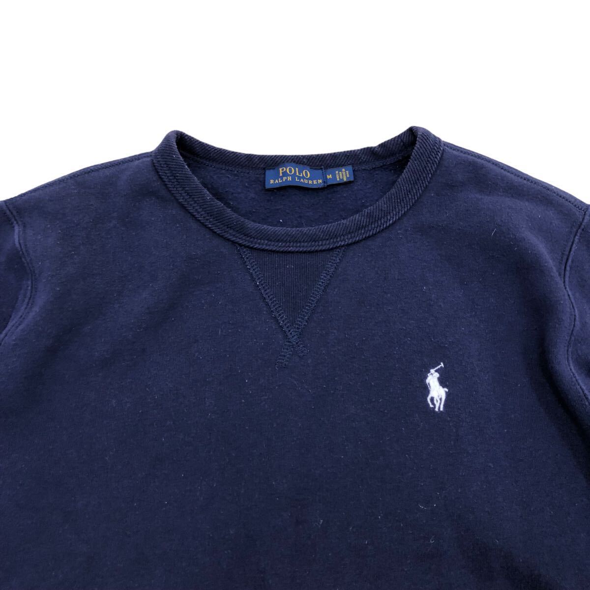 NB209 POLO RALPH LAUREN ポロラルフローレン 長袖 スウェット トレーナー トップス プルオーバー 裏起毛 ネイビー 紺 レディース M_画像2