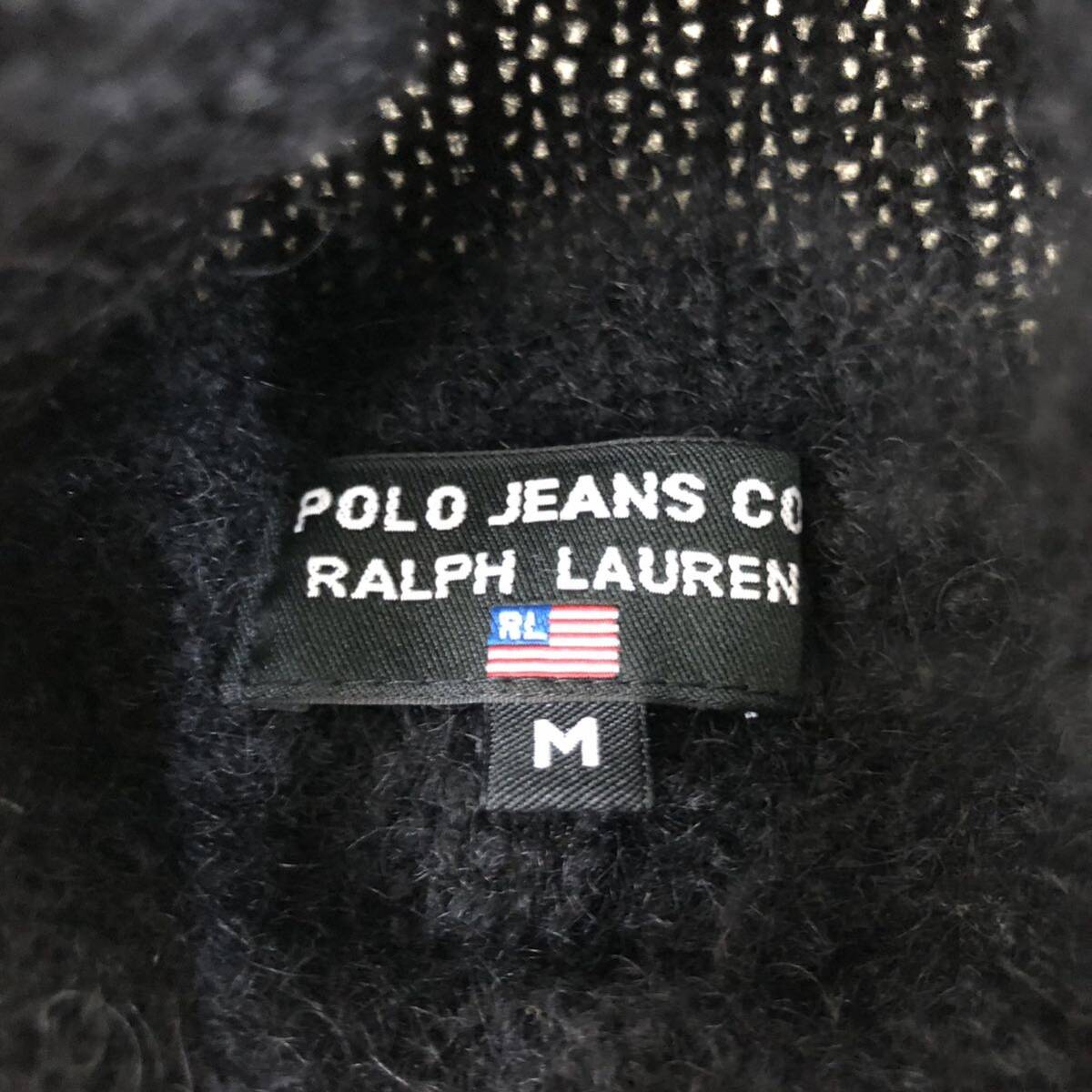 NB209 POLO JEANS CO. RALPH LAUREN ラルフローレン ノースリーブ タートルネック ニット トップス モヘヤ混 ブラック 黒 レディース M_画像7