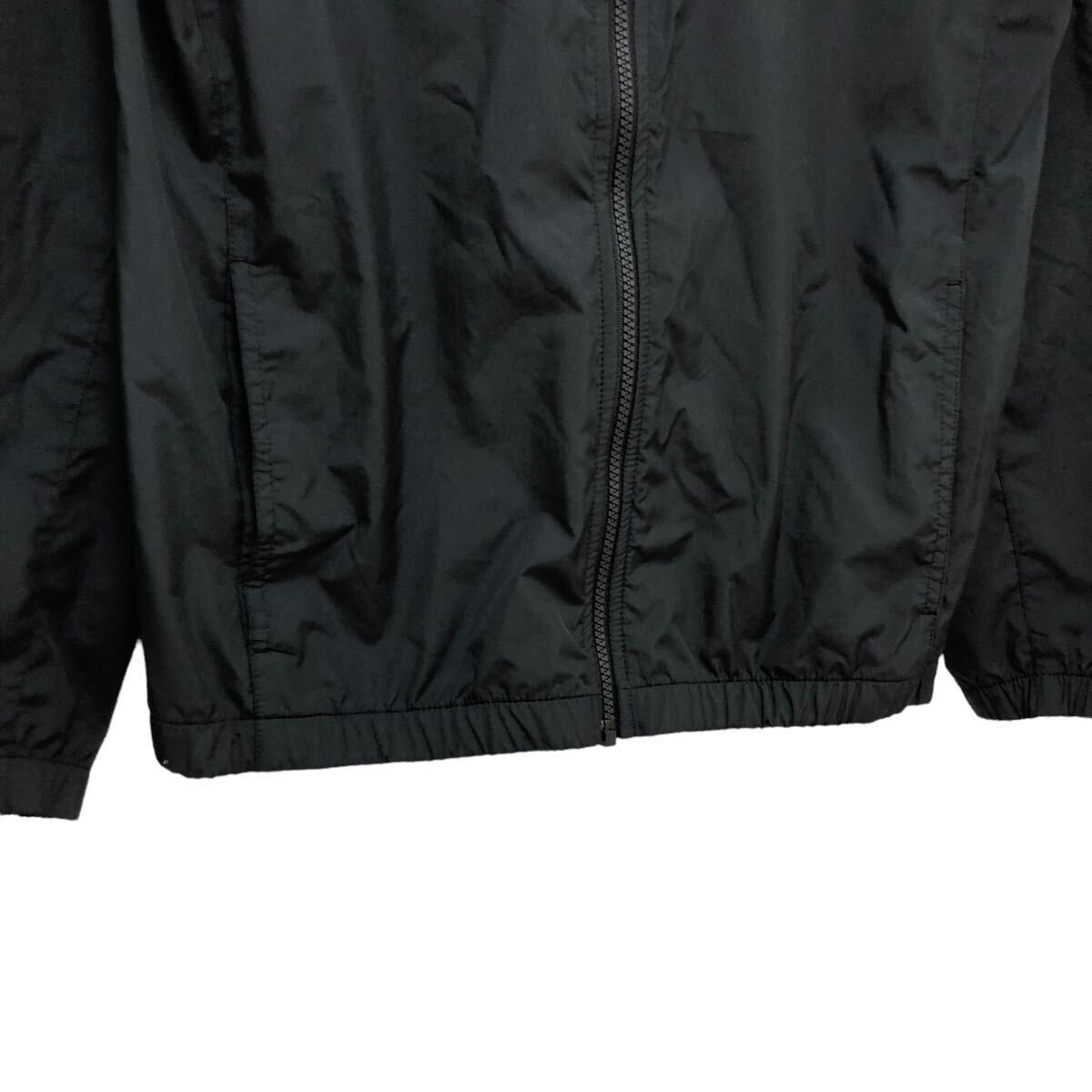 B374 NIKE ナイキ ウインドブレーカー ジップアップ フード ジャケット 薄手 アウター 上着 羽織り 長袖 ブラック系 レディース L_画像3