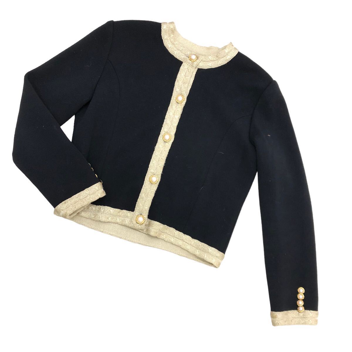 S191 courreges Courreges knitted cardigan cardigan feather weave knitted tops wool 100% lady's 9 black black lame Gold 