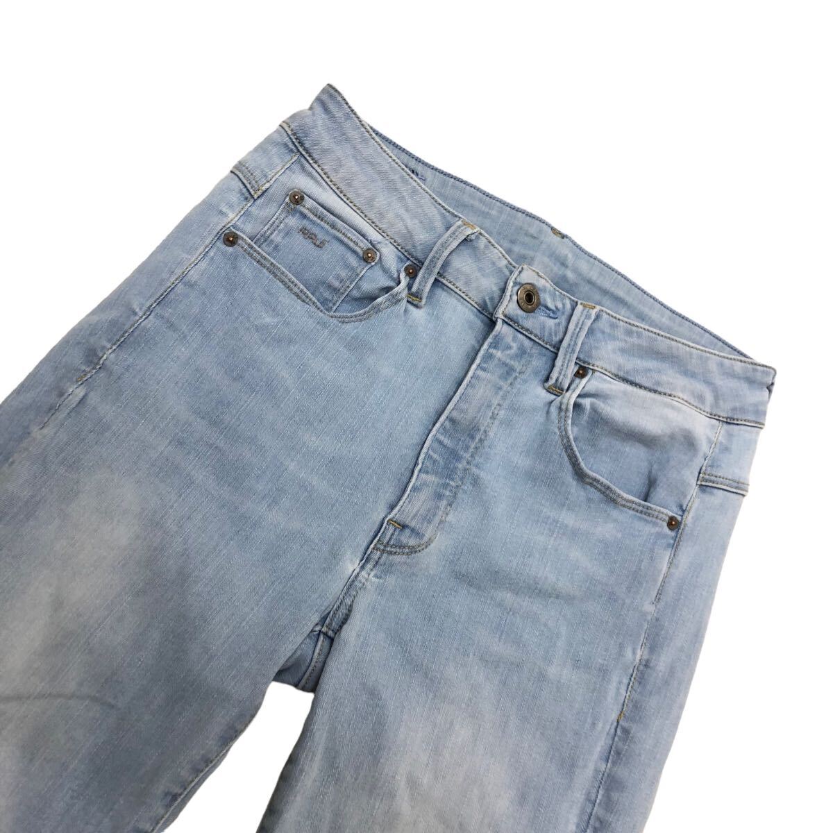 S192 G-STAR RAW ジースターロゥ デニム 3301 パンツ ボトムス straight ジーンズ Gパン denim 綿 コットン レディース W27 ライトブルー_画像2