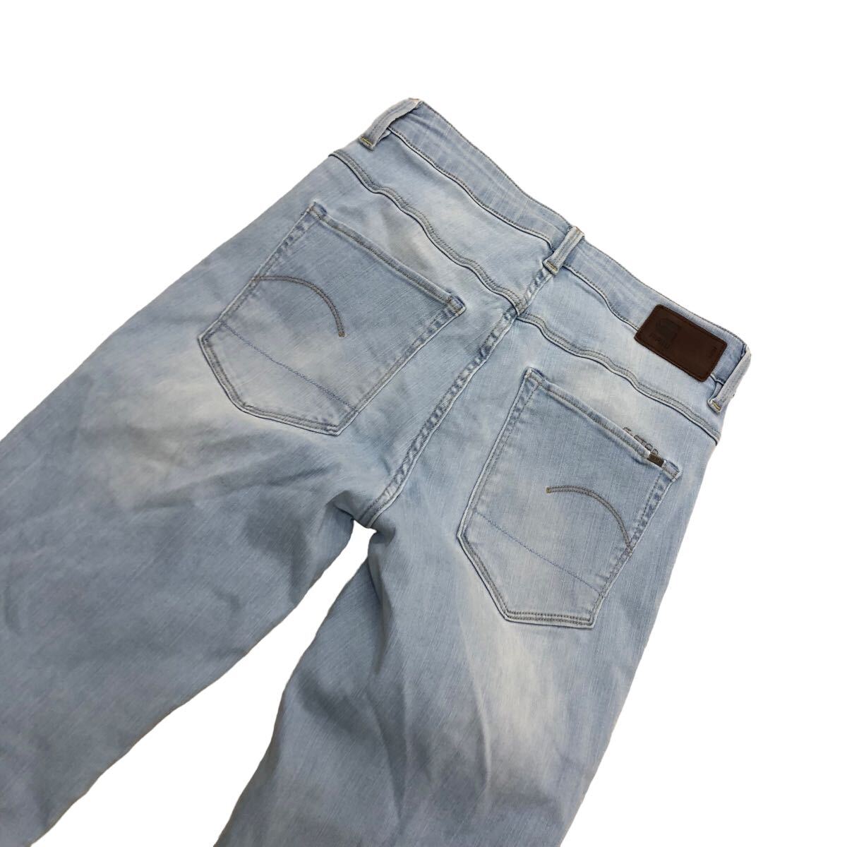 S192 G-STAR RAW ジースターロゥ デニム 3301 パンツ ボトムス straight ジーンズ Gパン denim 綿 コットン レディース W27 ライトブルー_画像7