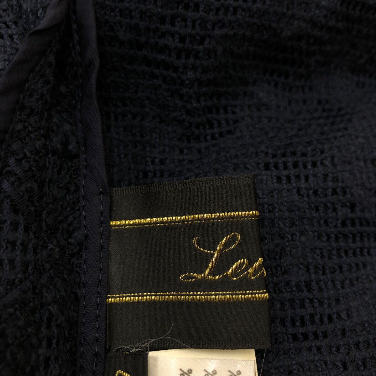 B376 Leilian レリアン ジャケット アウター 上着 羽織り 長袖 透け感 デザイン ネイビー 紺 レディース 9 日本製_画像9