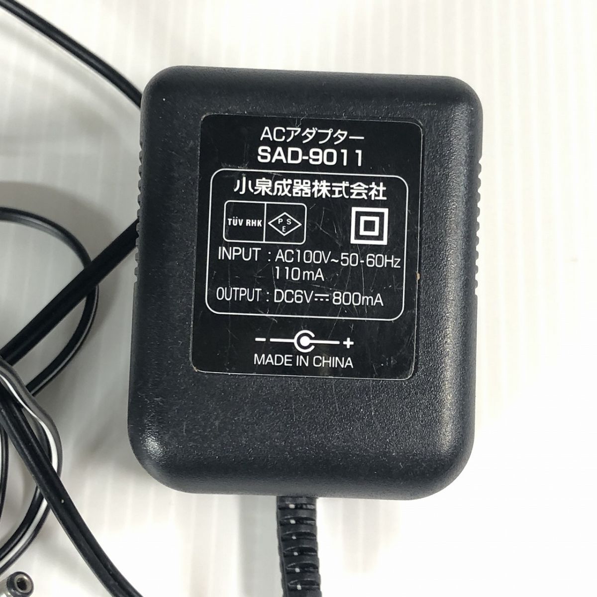 小泉成器6V 800mA　差し込み口3.2mm ACアダプター SAD-9011 やや美品 中古_画像2