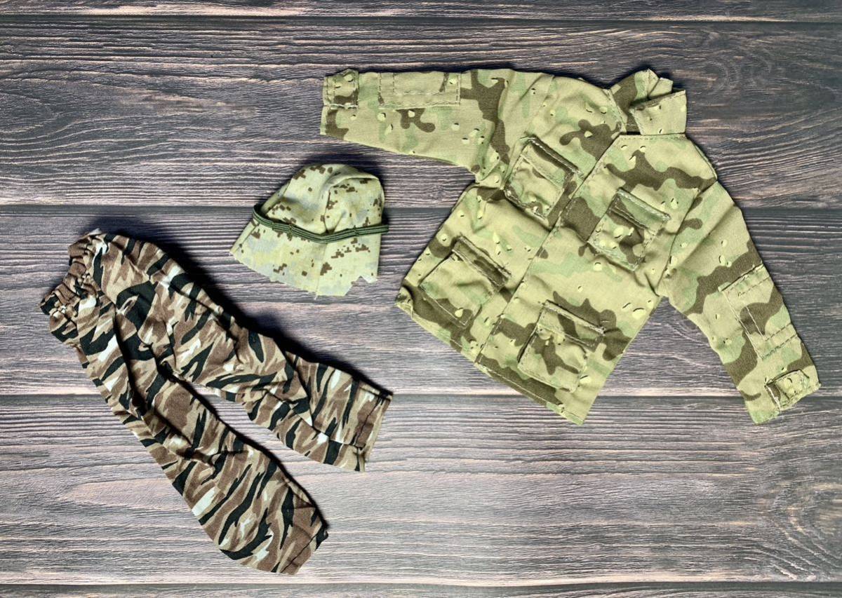  doll clothes * military 3 point set * hat * jacket * pants *1/6 scale military military uniform camouflage pattern beige ticket 