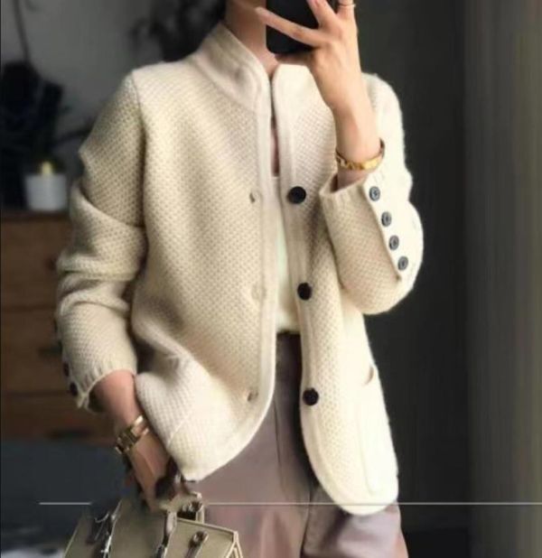  new arrival / beautiful . adult knitted cardigan short coat cashmere . soft warm knitted sweater feeling of luxury full load outer / beige 