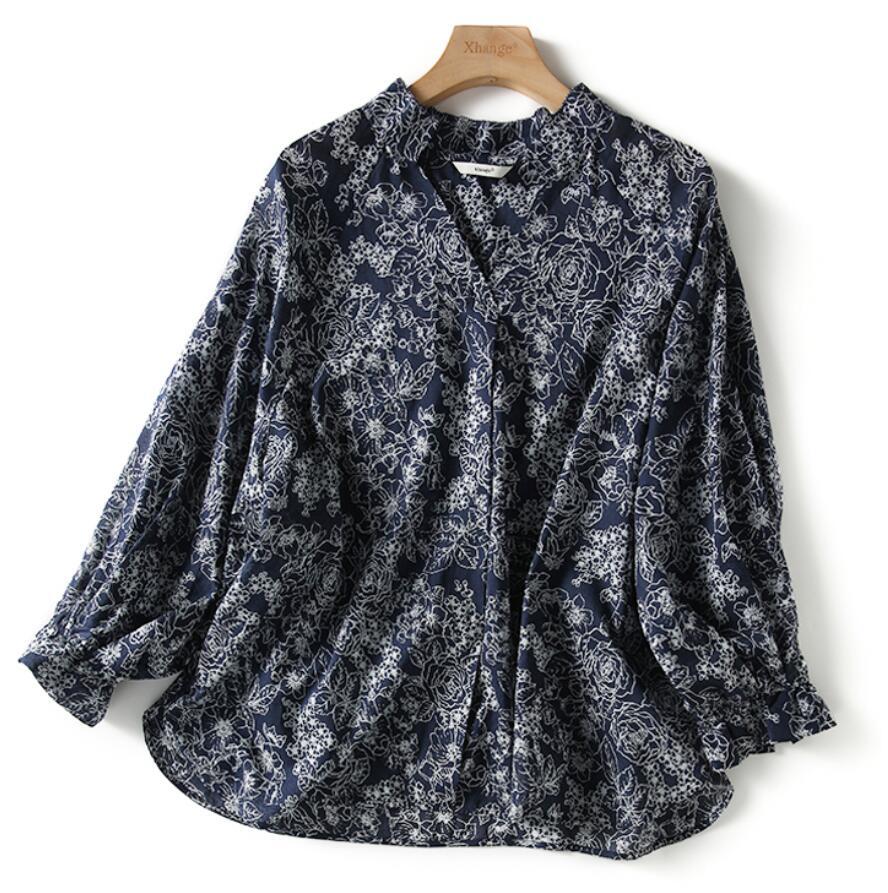  new arrival / natural easy wonderful floral print shirt 7 minute sleeve blouse large size comfortable. .. great popularity tunic 