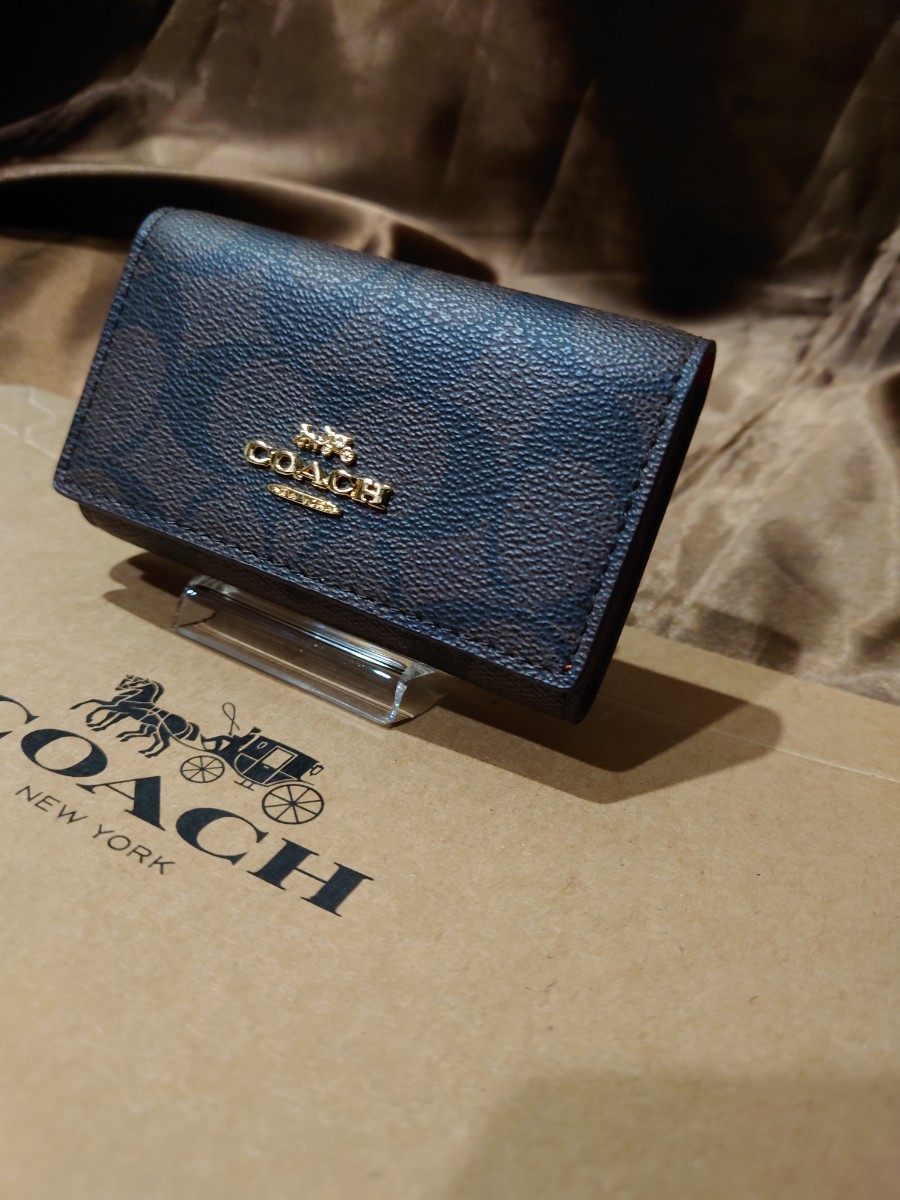 【1スタ】C-343 新品未使用 COACH ファイブ リング キー ケース シグネチャー キャンバス_画像4