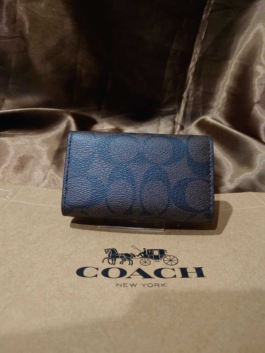 【1スタ】C-343 新品未使用 COACH ファイブ リング キー ケース シグネチャー キャンバス_画像2