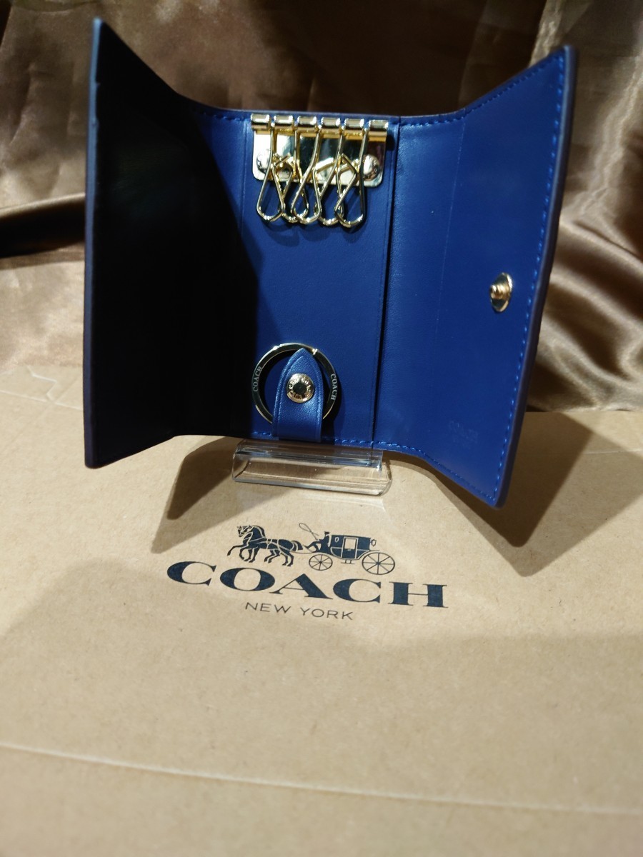 【1スタ】C-385 新品未使用 COACH ファイブ リング キー ケース シグネチャー キャンバス_画像3