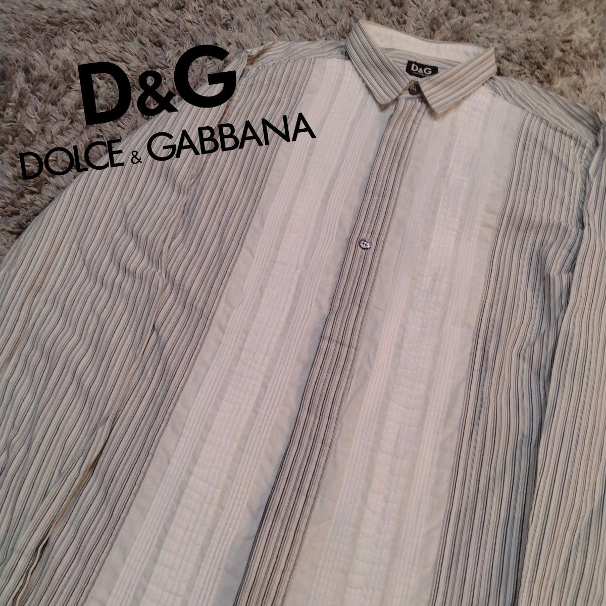 DOLCE&GABBANA ドルガバ　ドレスシャツ　オープンカラー　総柄　レース