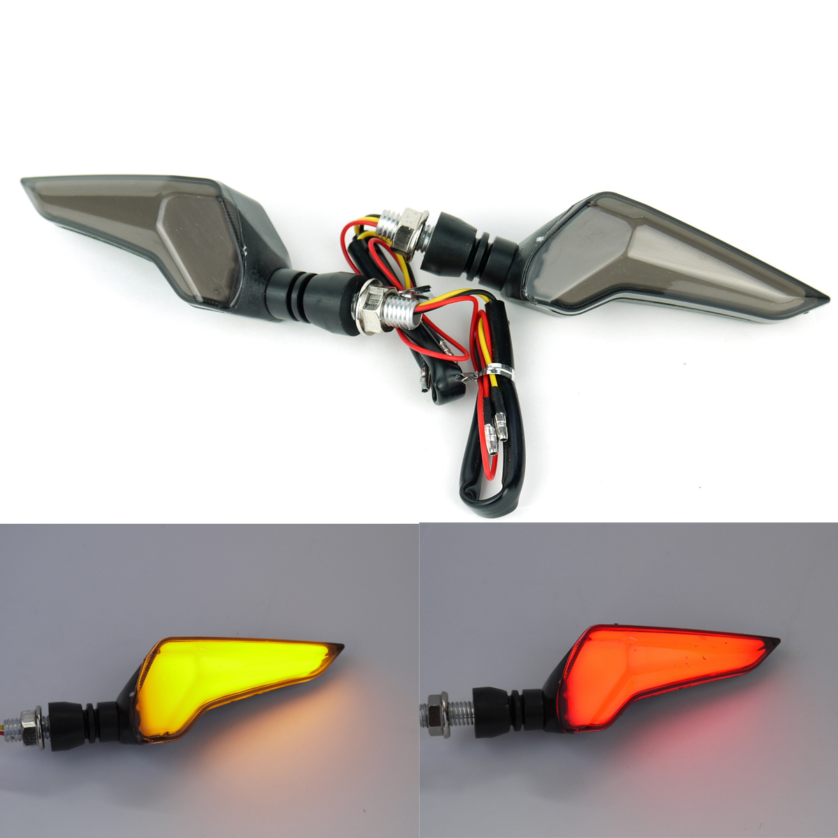 SCR XSR R125 YZFR25 YZFR1 MT09 MT07 MT25 デュアル イーグル LEDウインカー TYPE3 レッド 2個セット ドラッグスター VMAX SR400 XJR400_画像1