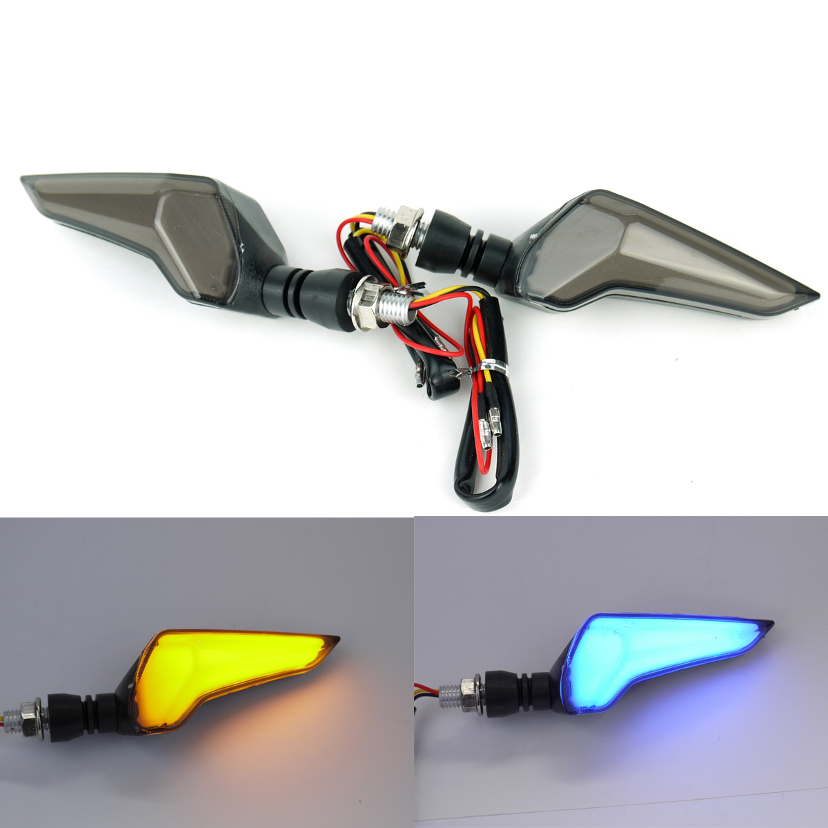 ゼファー ZRX400 Dトラッカー NINJA250 デュアルカラー LEDウインカー TYPE3 ブルー 2個セット イーグル ZRX1200 ninja400 GPZ900R Z750_画像1