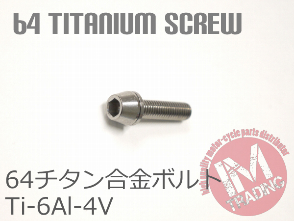 64チタン合金ボルト M5×20mm P0.8 6本セット ワッシャー付き テーパーキャップ ゆうパケット対応 焼き色なし Ti-6Al-4V_画像3