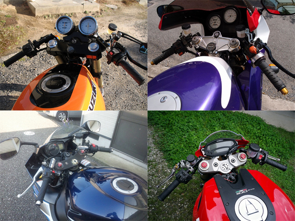 GSX1100S刀 GSX750Sカタナ GSX250S GS400E GSX750E4 37パイ セパハン 銀 シルバー HIGH角度調節 セパレートハンドル_画像9