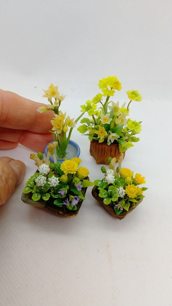 樹脂粘土手作りミニチュア ハンドメイド ドールハウス シルバニア リカちゃん 、水仙clayflower,clayart,handicraft_画像4