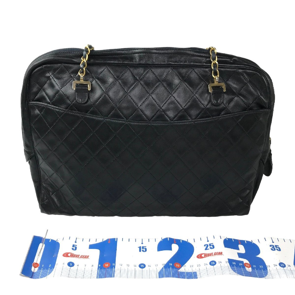 【1円～】シャネル CHANEL バッグ ラージ チェーンショルダーバック ココマーク マトラ レザーブラック ゴールド金具 中古_画像4