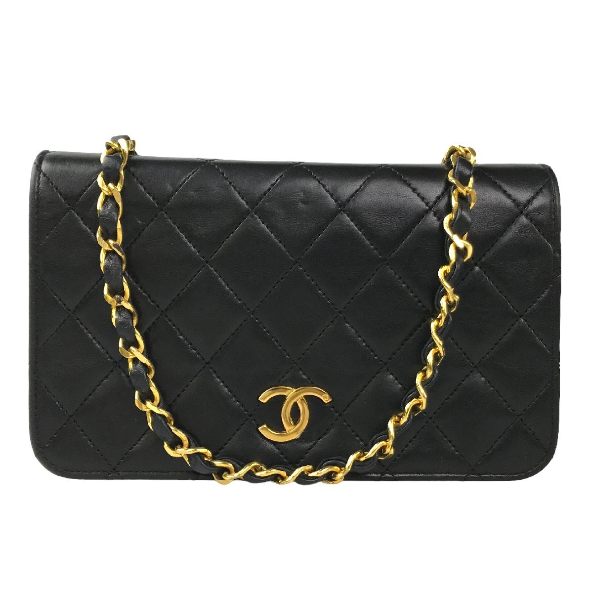 【1円～】シャネル CHANEL バッグ チェーンショルダーバッグ ココマーク マトラッセ ラムスキン ブラック プッシュロック 中古_画像1