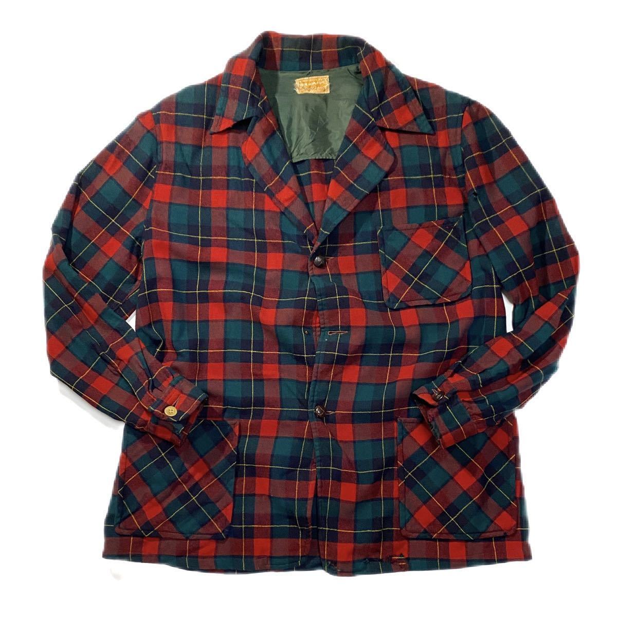 ◆50〜60年代/PENDLETON/(ペンドルトン )/ウールジャケット/シャツジャケット/ヴィンテージ/金タグ/US古着/チェック/メンズサイズ/の画像1