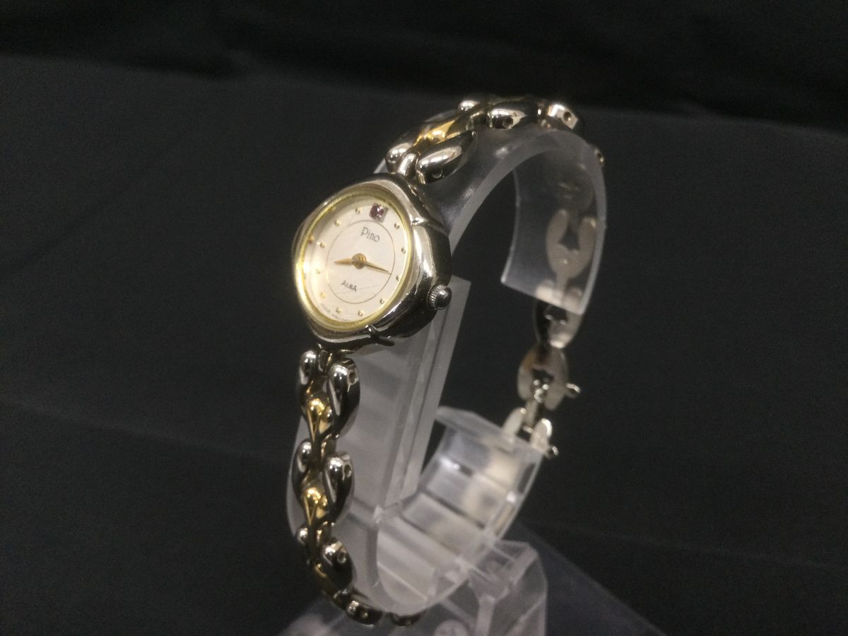 YS367-60-M【レディース腕時計2点まとめ】セイコー(SEIKO)アルバ ピノ Y150-0060 クオーツ 2針式/Elgin(エルジン)Ell06 Vc11-379/t_画像4