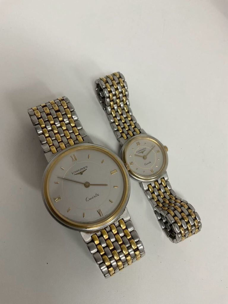 営SR803-60◆ LONGINES／ロンジン コンビ メンズ レディース クォーツ ペアウォッチ 24479895・24478973 腕時計 （現状品）_画像2