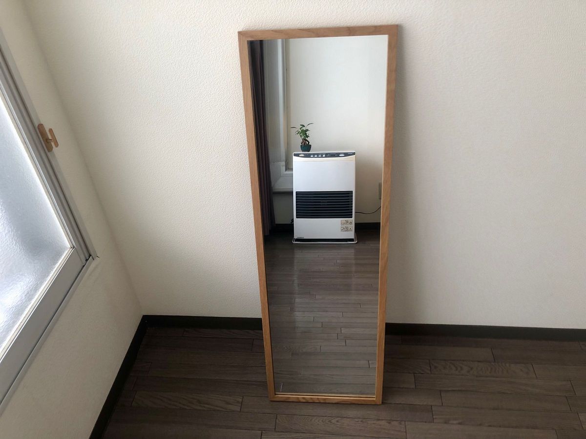 無印良品 壁につけられる家具ミラー オーク材・中【全身鏡 姿見 無印良品 壁につけられる家具ミラー オーク材・中【全身鏡 姿見