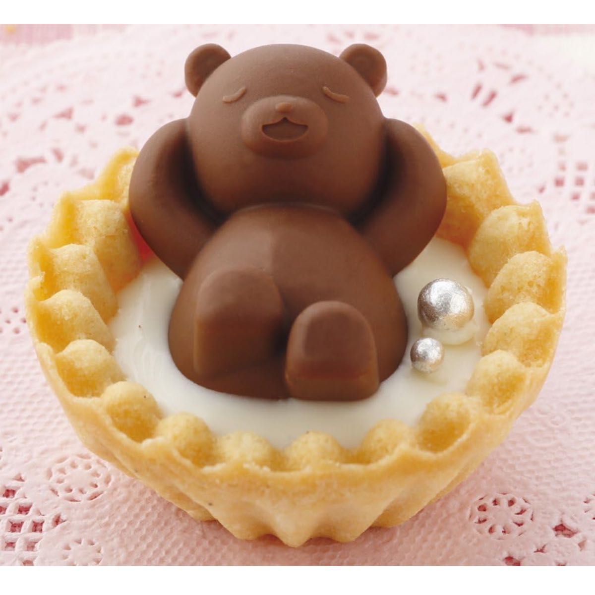 貝印 KAI ×COOKPAD タルトカップ で お風呂チョコ型クマ 
