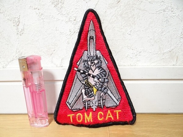 希少 80年代 ビンテージ アメリカ 海軍トムキャット TOM CAT パッチ 刺繍 ワッペン F-14 戦闘機トップガン USN 米軍 NAVY レトロ 当時物_画像1