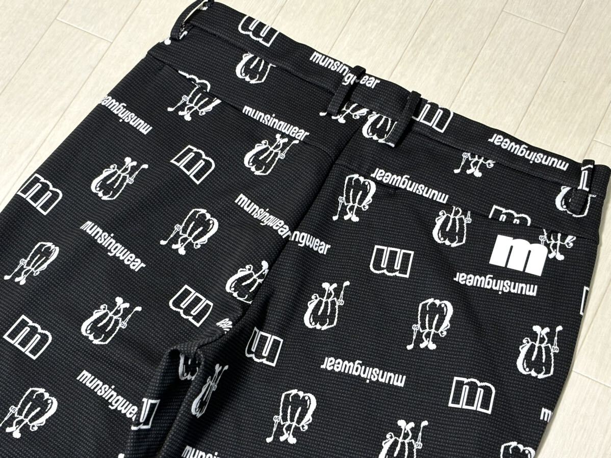 新品★マンシングウェア Munsingwear ゴルフウェア mボーイ総柄 ストレッチ ニットパンツ★春夏★ブラック★w85_画像3