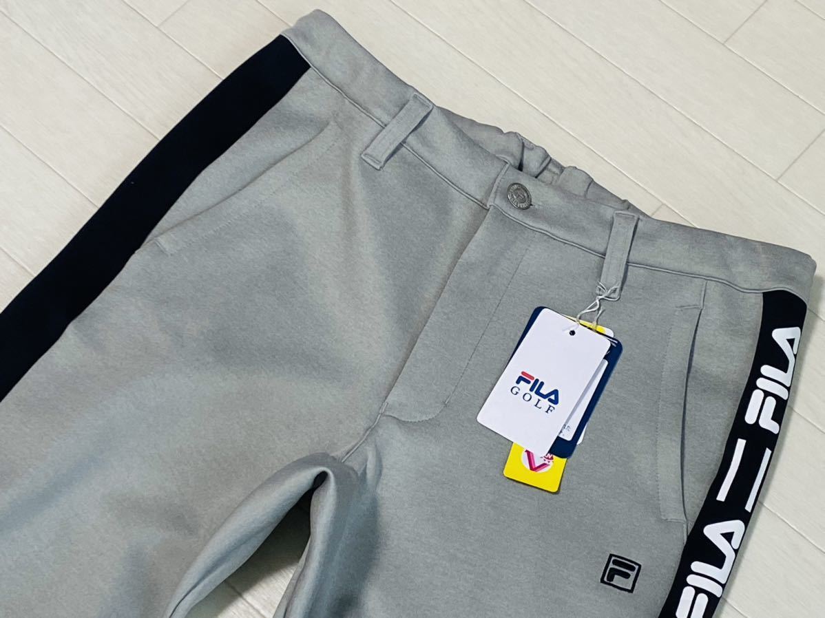 新品★FILA GOLF フィラ ゴルフ サイドライン切替 軽量ダンボールニット スウェット テーパード ジョガーパンツ/春夏/グレー/w86_画像3