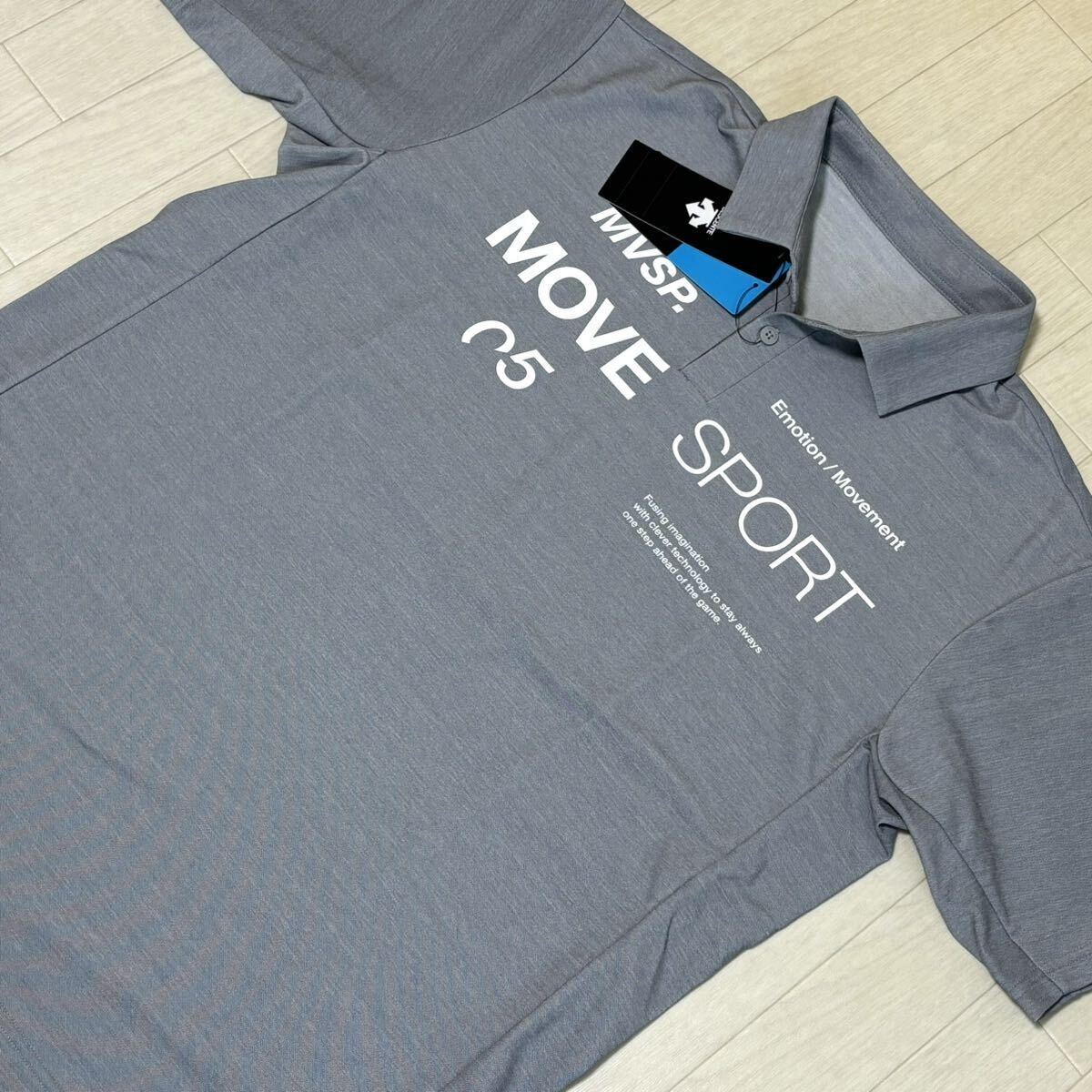 新品★DESCENTE デサント Move Sport -3℃ サンスクリーン 吸汗速乾 半袖ポロシャツ★グレー★サイズO★送料185円_画像2