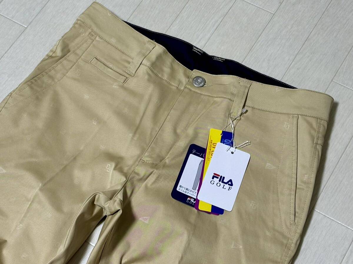 新品★フィラ ゴルフ FILA GOLF エンボス飛び柄 9分丈 ストレッチ テーパードパンツ★春夏★ベージュ★w82★送料185円_画像2