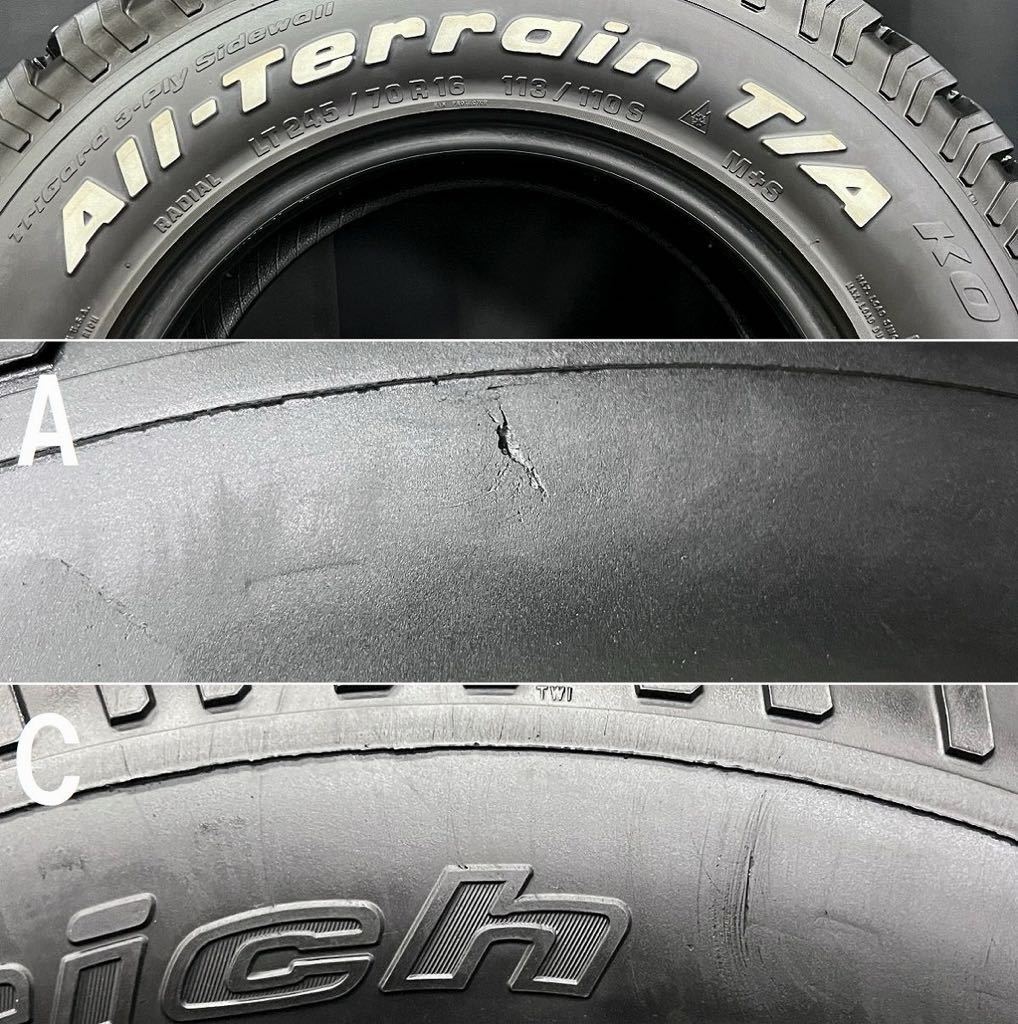 BFグッドリッチ All-Terrain T/A KO 245/70R16 スパイク 4本 240304-S3 デリカD5 スペースギア/ジムニーシエラ*リフトアップホワイトレター_画像9