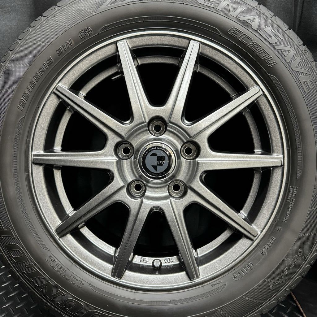 8～9分山美品★DUNLOP ENASAVE EC204 195/65R15&社外アルミ 4本 №B240301-B2 ノア ヴォクシー アイシス等/6J +45 5H 114.3*ホイールセット_画像5