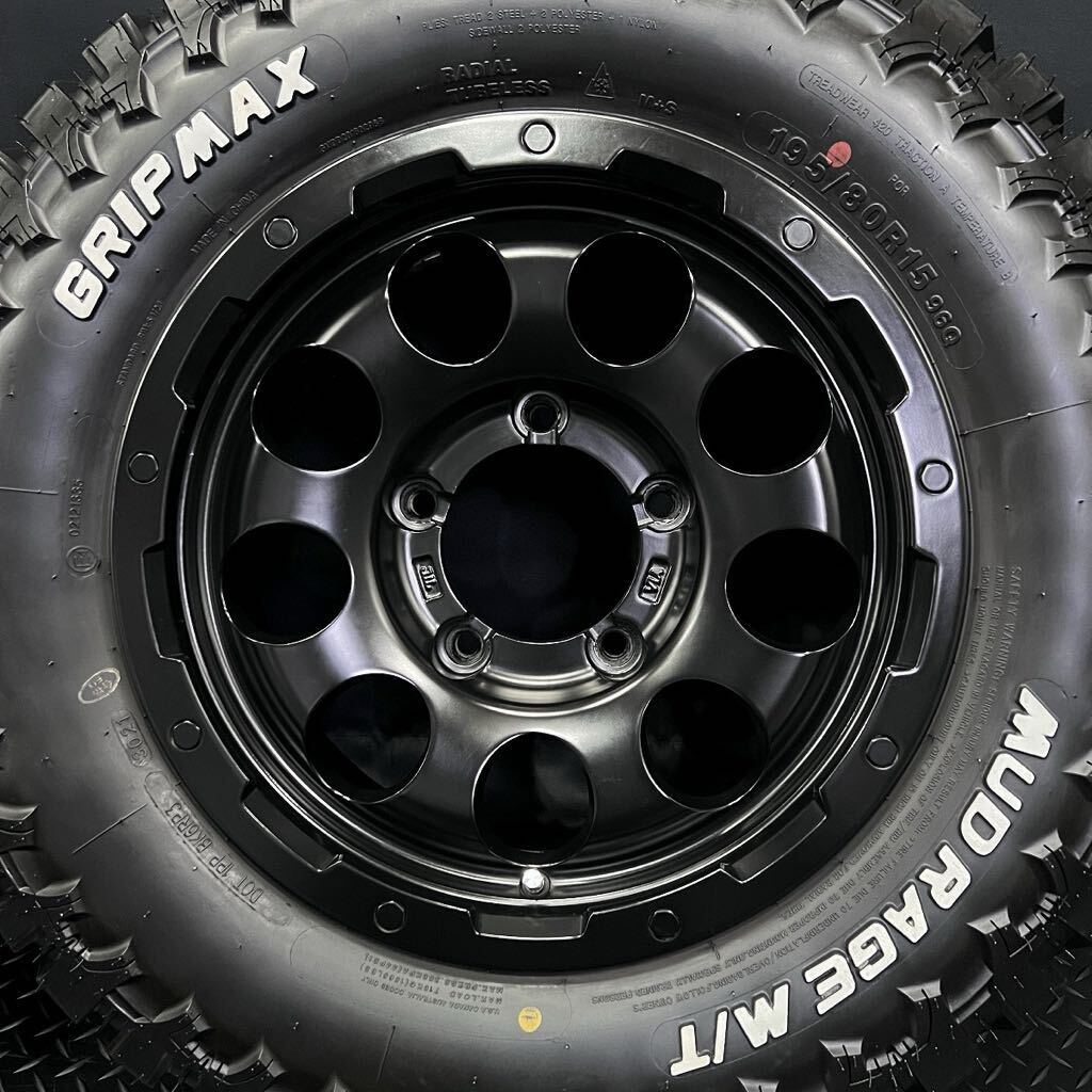 21年製深溝美品★195/80R15 MUD RAGE M/T&社外ホイール 4本 №240319-S1 ジムニーシエラ 5.5J +5 5H 139.7/ブラック*マッド*ホワイトレターの画像8