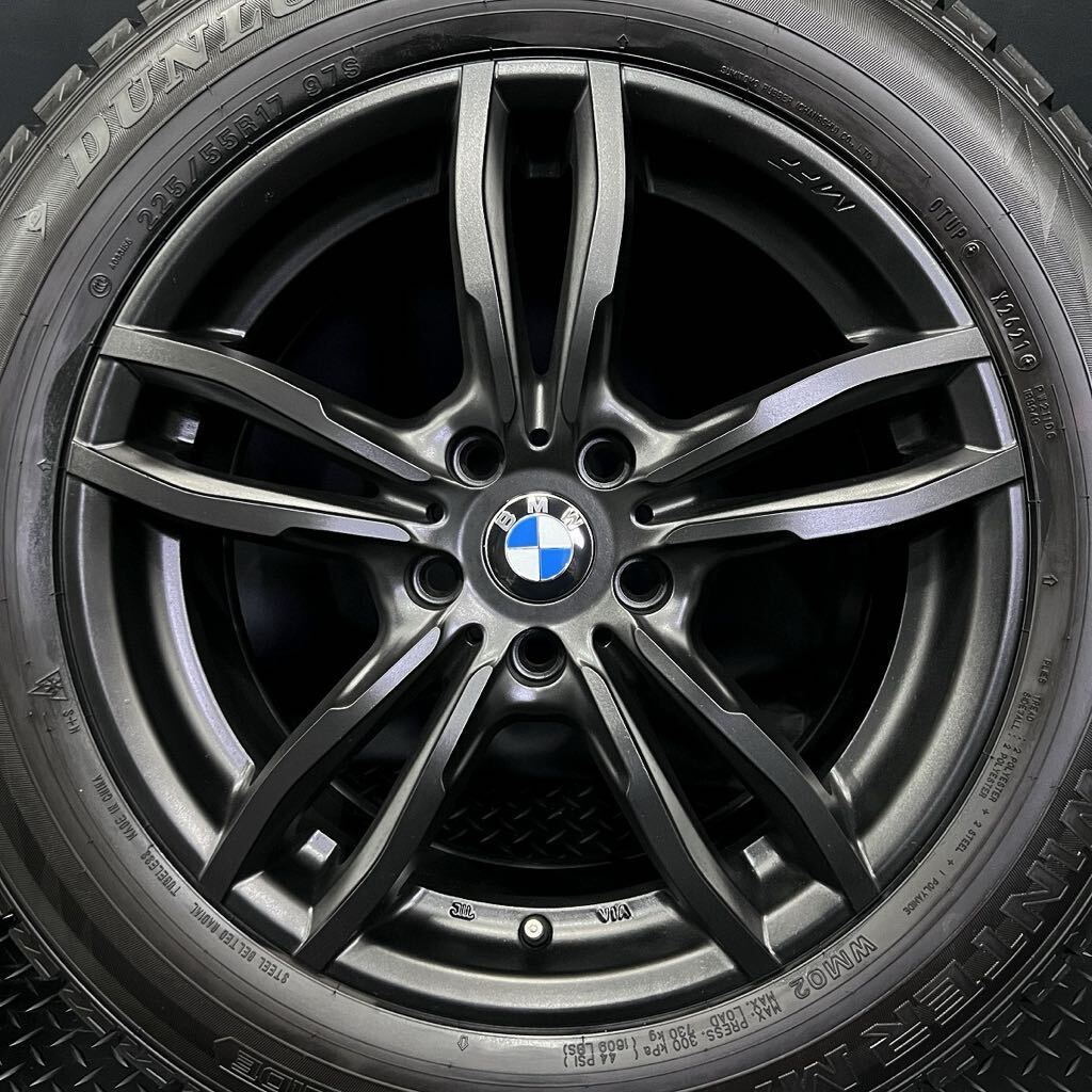 21年製深溝★DUNLOP WM02 225/55R17&BMW用軽量アルミ 4本 №240321-S1 F48 X1/F39 X2/7.5J +54 5H 112 検:純正ホイール*スタッドレスセット_画像8