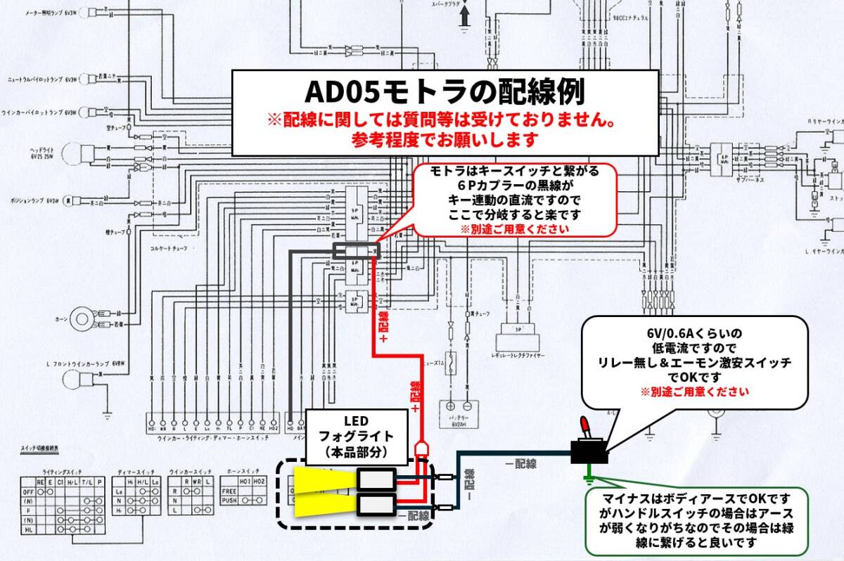 【2個1セット】6V LED 白暖色 フォグ ランプ ライト 旧車 直流用 LEDドライバ付 わかる人用 モンキー リトルホンダ モトラ カブ_画像5