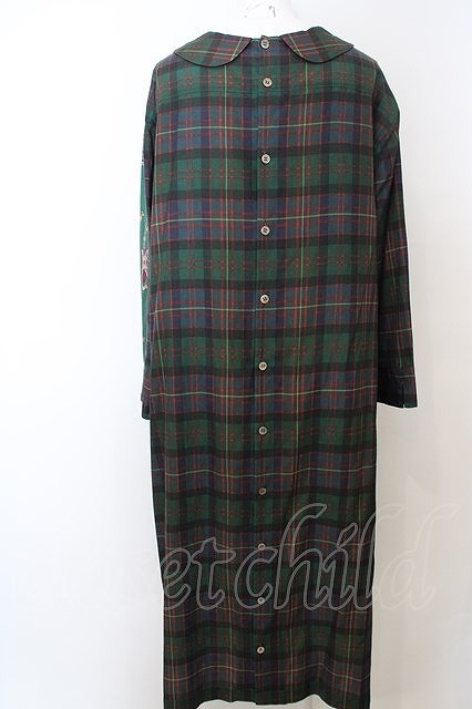 Jane Marple / Flower crests・tartan check 2way dress M グリーン O-24-02-23-029-JM-OP-IG-OS_画像4