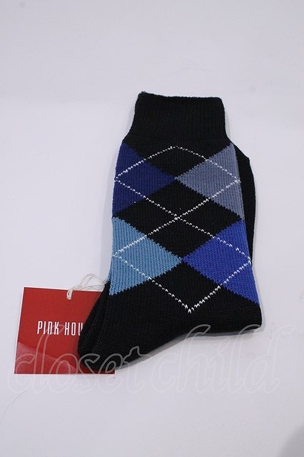 PINK HOUSE /a-ga il socks black X blue I-24-03-03-086-LO-ZA-HD-ZI