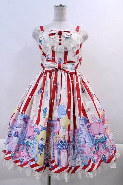 Angelic Pretty / Toy Doll Boxジャンパースカート アイボリーＸ赤 I-24-03-08-004-AP-OP-HD-ZI