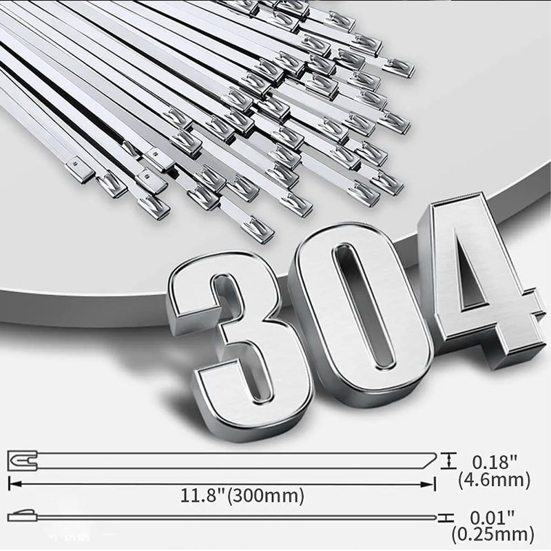 ステンレス タイラップ 結束バンド 304 100本 SUS304 金属バンド インシュロック 4.6mm 300mm エキマニ バンテージ マスラー 熱対策 高耐_画像7