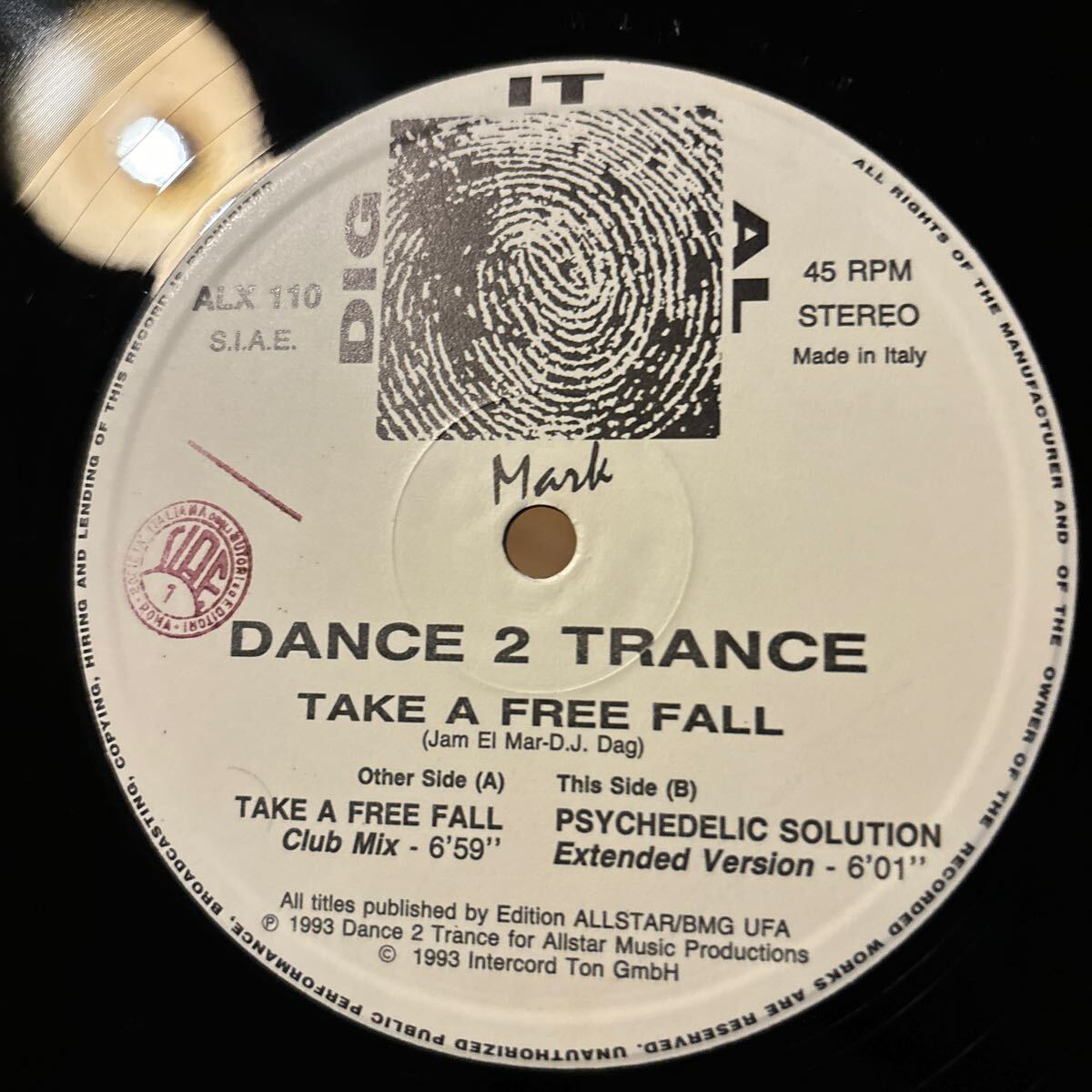 [ Dance 2 Trance - Take A Free Fall - Dig It Al Mark ALX 110 ]_画像3