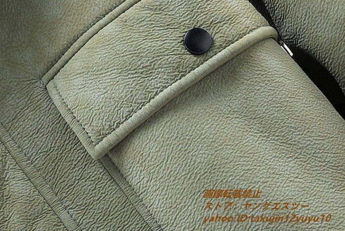 最高級 定価12万 ムートンコート 新品 メンズ ファーコート 厚手 ブルゾン 防寒 フライトジャケット アウター ライダース 4XL_画像7