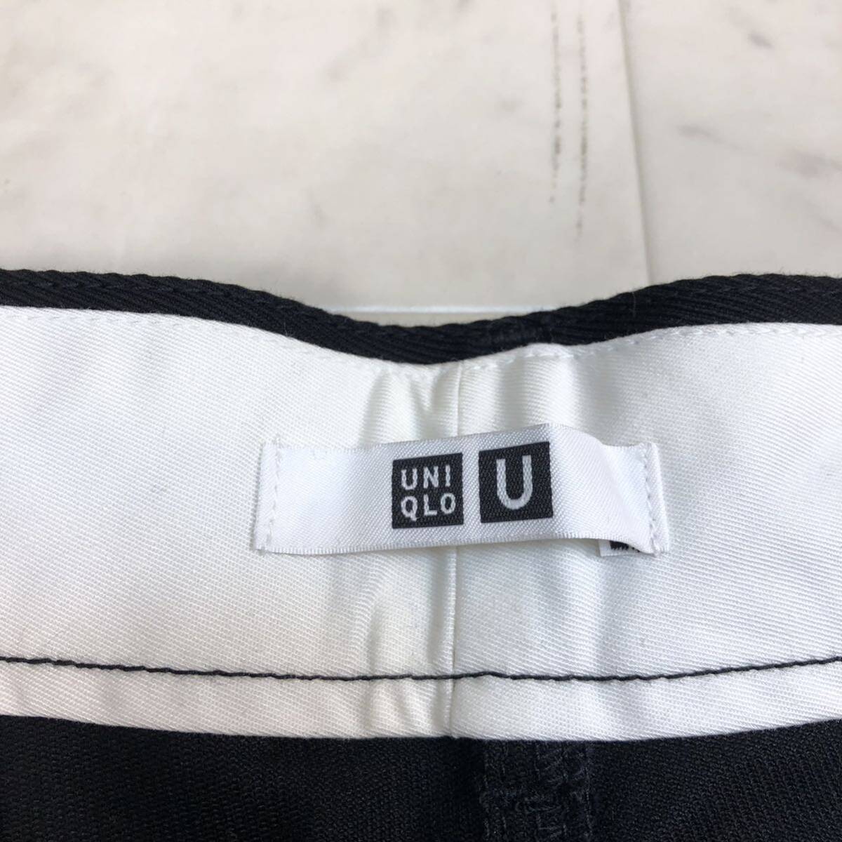 【人気】Uniqlo U ユニクロユー ワイドフィットタックテーパードチノ 男性用 メンズ 88cm ブラック チノパン N-124_画像4