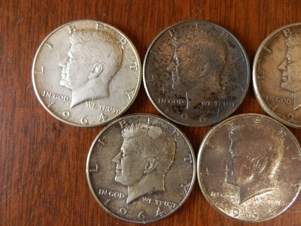 貨幣 硬貨 海外古銭 05 / 銀貨 アメリカ 50セント Half Dollar ジョン・F・ケネディ 1964年 まとめて5枚setの画像2